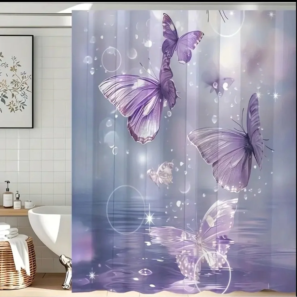 Purple Butterfly Shower Curtain